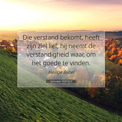 Picture 07 - Spreuken 19:8 NLD - Die verstand bekomt, heeft zijn ziel lief; hij - Bible Verse Picture