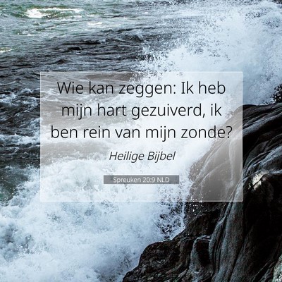 Picture 07 - Spreuken 20:9 NLD - Wie kan zeggen: Ik heb mijn hart gezuiverd, ik - Bible Verse Picture