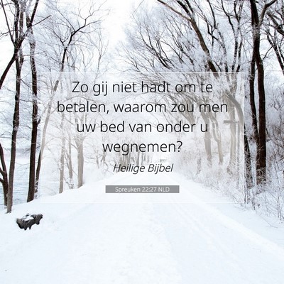 Picture 07 - Spreuken 22:27 NLD - Zo gij niet hadt om te betalen, waarom zou men uw - Bible Verse Picture