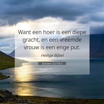 Picture 07 - Spreuken 23:27 NLD - Want een hoer is een diepe gracht, en een vreemde - Bible Verse Picture