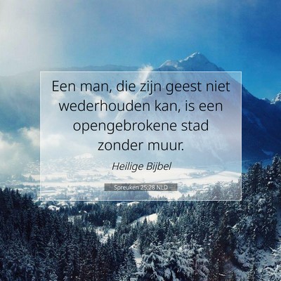 Picture 07 - Spreuken 25:28 NLD - Een man, die zijn geest niet wederhouden kan, is - Bible Verse Picture