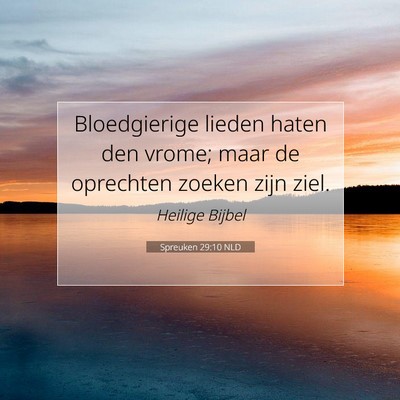 Picture 07 - Spreuken 29:10 NLD - Bloedgierige lieden haten den vrome; maar de - Bible Verse Picture