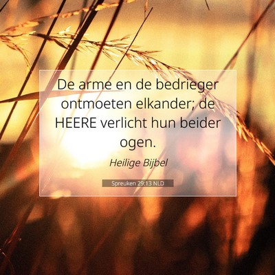 Picture 07 - Spreuken 29:13 NLD - De arme en de bedrieger ontmoeten elkander; de - Bible Verse Picture