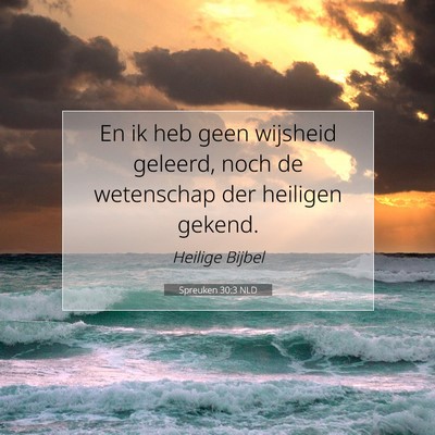 Picture 07 - Spreuken 30:3 NLD - En ik heb geen wijsheid geleerd, noch de - Bible Verse Picture