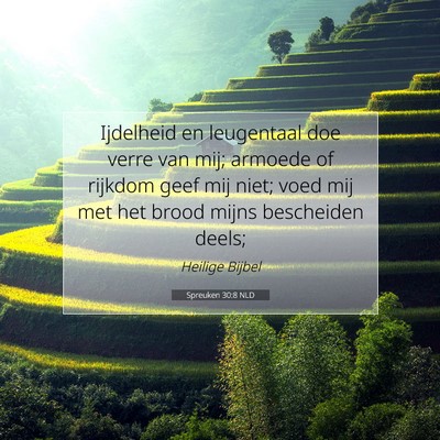 Picture 07 - Spreuken 30:8 NLD - Ijdelheid en leugentaal doe verre van mij; - Bible Verse Picture