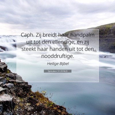 Picture 07 - Spreuken 31:20 NLD - Caph. Zij breidt haar handpalm uit tot den - Bible Verse Picture