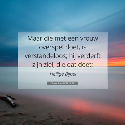 Picture 07 - Spreuken 6:32 NLD - Maar die met een vrouw overspel doet, is - Bible Verse Picture