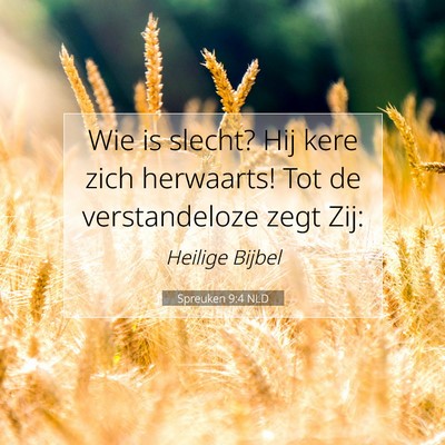Picture 07 - Spreuken 9:4 NLD - Wie is slecht? Hij kere zich herwaarts! Tot de - Bible Verse Picture