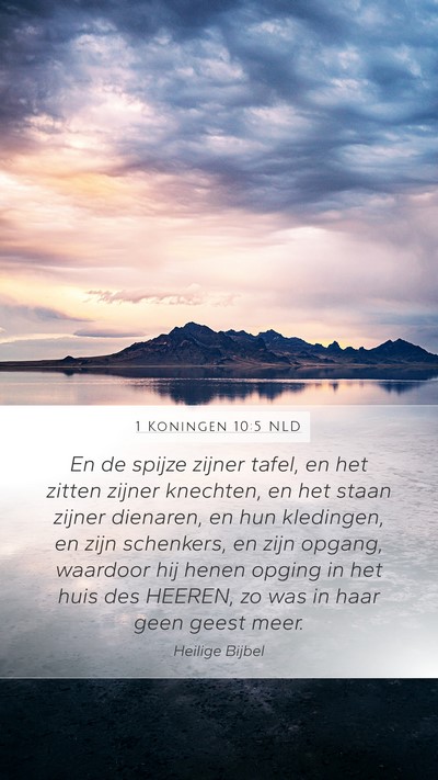 1 Koningen 10:5 NLD Bible Verse Image