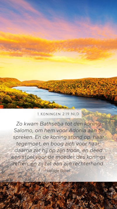 1 Koningen 2:19 NLD Bible Verse Image