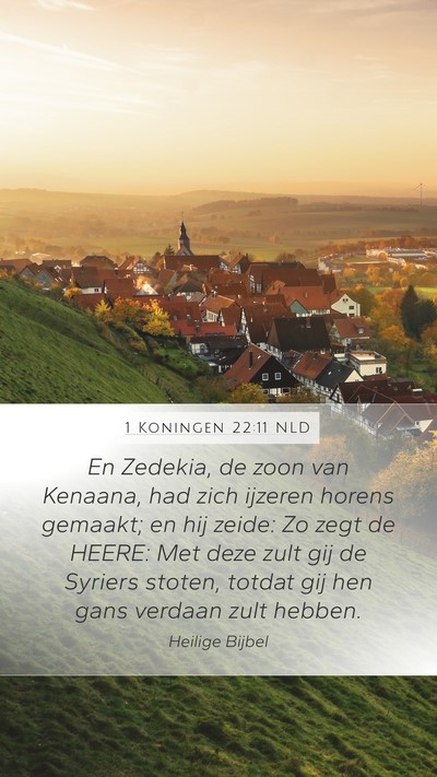 1 Koningen 22:11 NLD Bible Verse Image