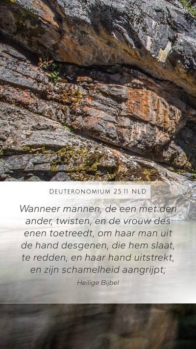Deuteronomium 25:11 NLD Mobile Phone Wallpaper - Wanneer mannen, de een met den ander, twisten, en - Mobile Bible Verse Wallpaper