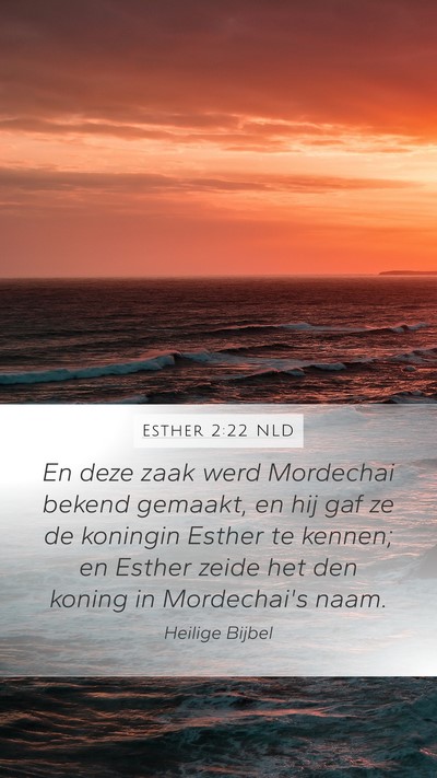 Esther 2:22 NLD Mobile Phone Wallpaper - En deze zaak werd Mordechai bekend gemaakt, en - Mobile Bible Verse Wallpaper