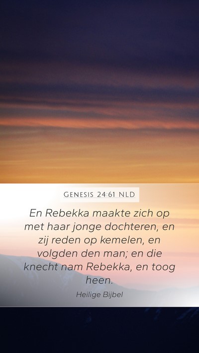 Genesis 24:61 NLD Mobile Phone Wallpaper - En Rebekka maakte zich op met haar jonge - Mobile Bible Verse Wallpaper