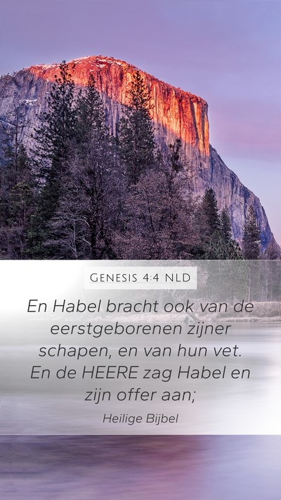 Genesis 4:4 NLD Mobile Phone Wallpaper - En Habel bracht ook van de eerstgeborenen zijner - Mobile Bible Verse Wallpaper