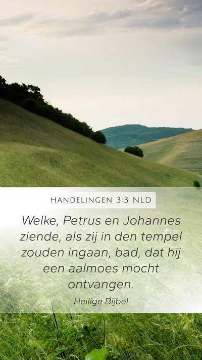 Handelingen 3:3 NLD Mobile Phone Wallpaper - Welke, Petrus en Johannes ziende, als zij in den - Mobile Bible Verse Wallpaper
