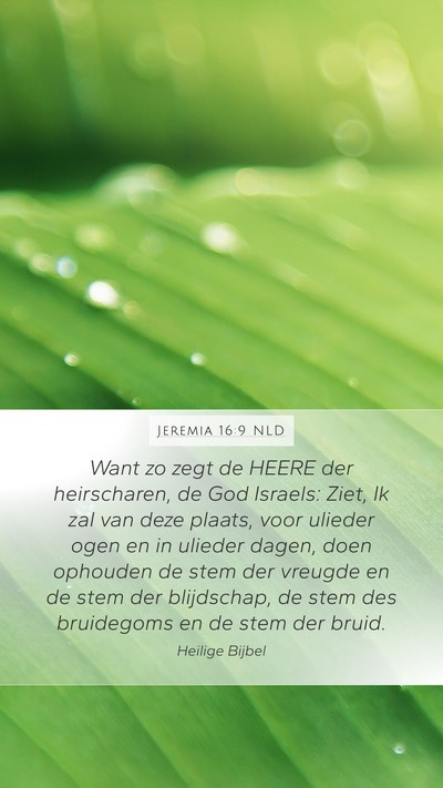 Jeremia 16:9 NLD Mobile Phone Wallpaper - Want zo zegt de HEERE der heirscharen, de God - Mobile Bible Verse Wallpaper