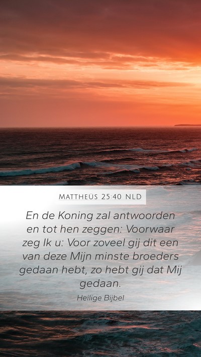 Mattheüs 25:40 NLD Bible Verse Image