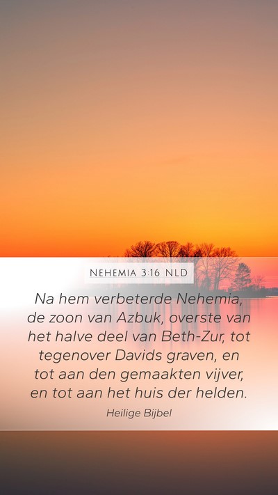 Nehemia 3:16 NLD Mobile Phone Wallpaper - Na hem verbeterde Nehemia, de zoon van Azbuk, - Mobile Bible Verse Wallpaper