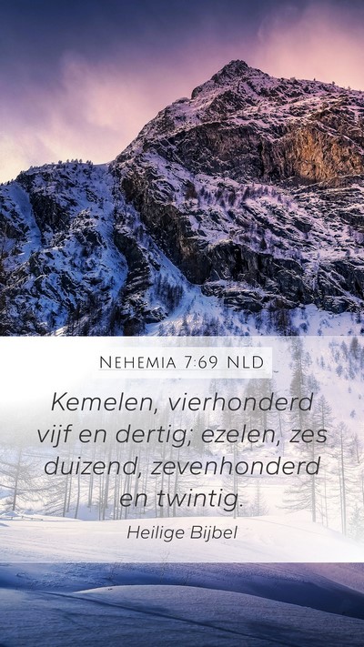 Nehemia 7:69 NLD Mobile Phone Wallpaper - Kemelen, vierhonderd vijf en dertig; ezelen, zes - Mobile Bible Verse Wallpaper