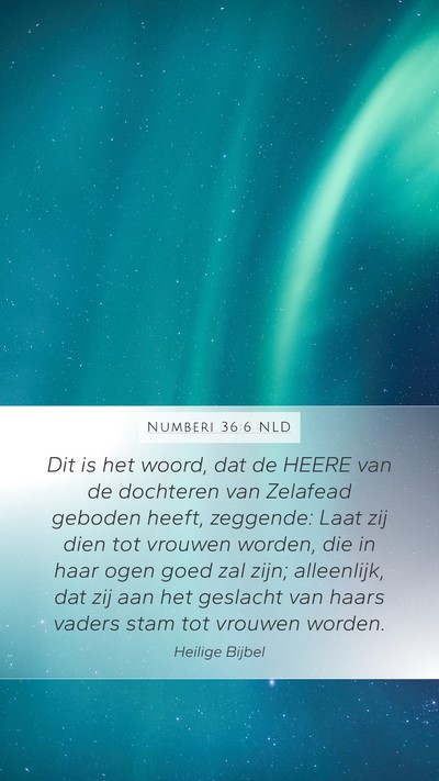 Numberi 36:6 NLD Mobile Phone Wallpaper - Dit is het woord, dat de HEERE van de dochteren - Mobile Bible Verse Wallpaper