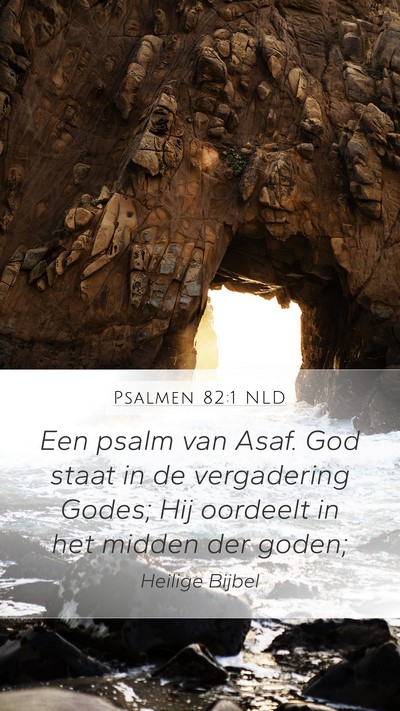 Psalmen 82:1 NLD Mobile Phone Wallpaper - Een psalm van Asaf. God staat in de vergadering - Mobile Bible Verse Wallpaper