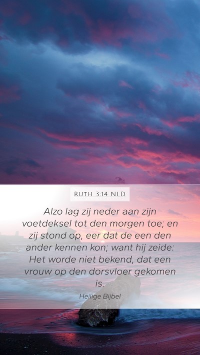 Ruth 3:14 NLD Mobile Phone Wallpaper - Alzo lag zij neder aan zijn voetdeksel tot den - Mobile Bible Verse Wallpaper
