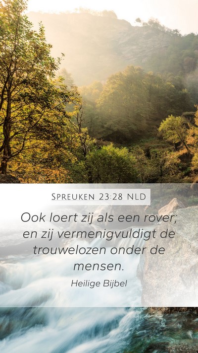 Spreuken 23:28 NLD Mobile Phone Wallpaper - Ook loert zij als een rover; en zij - Mobile Bible Verse Wallpaper