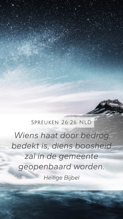 Spreuken 26:26 NLD Mobile Phone Wallpaper - Wiens haat door bedrog bedekt is, diens boosheid - Mobile Bible Verse Wallpaper